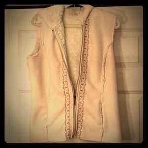 Faux suede / fur lined zipper vest